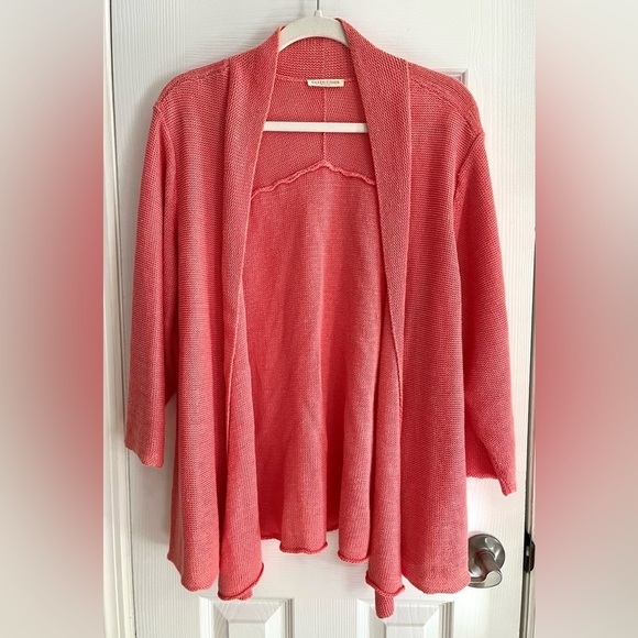 Eileen Fisher Coral Peach Hemp Open Cardigan Size Medium/Large - Picture 2 of 6